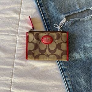 Coach Brown and Red Logo Wallet